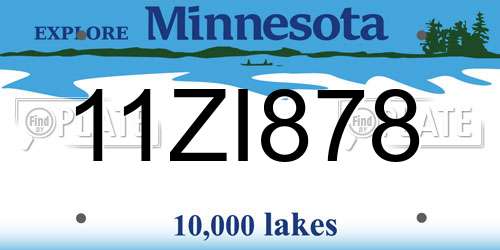 11ZI878 Minnesota License Plate
