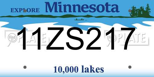 11ZS217 Minnesota License Plate