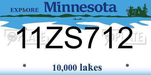 11ZS712 Minnesota License Plate