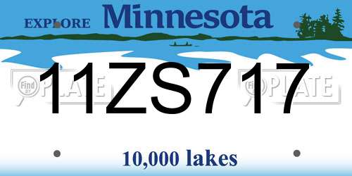 11ZS717 Minnesota License Plate