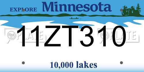 11ZT310 Minnesota License Plate