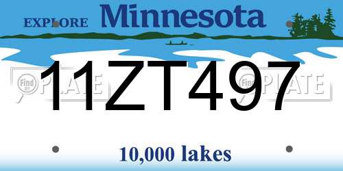 11ZT497 Minnesota License Plate