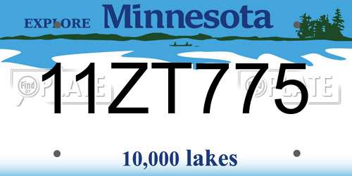 11ZT775 Minnesota License Plate