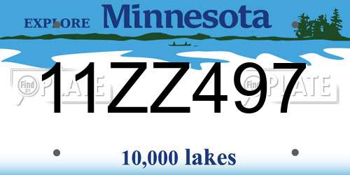 11ZZ497 Minnesota License Plate