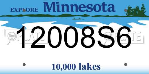 12008S6 Minnesota License Plate