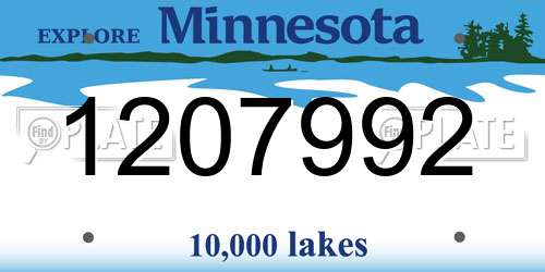 1207992 Minnesota License Plate