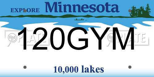 120GYM Minnesota License Plate