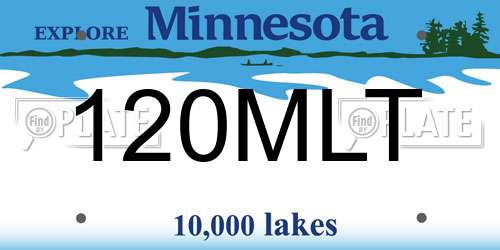 120MLT Minnesota License Plate