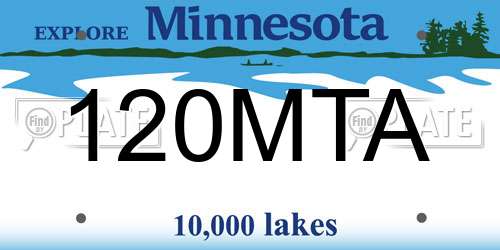 120MTA Minnesota License Plate