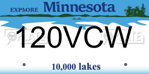 120VCW Minnesota License Plate