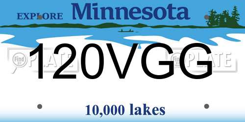 120VGG Minnesota License Plate