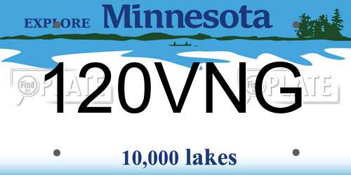 120VNG Minnesota License Plate