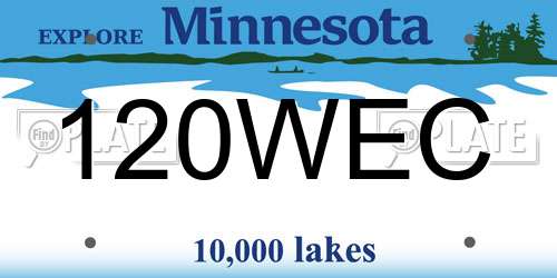 120WEC Minnesota License Plate
