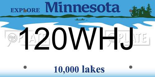 120WHJ Minnesota License Plate