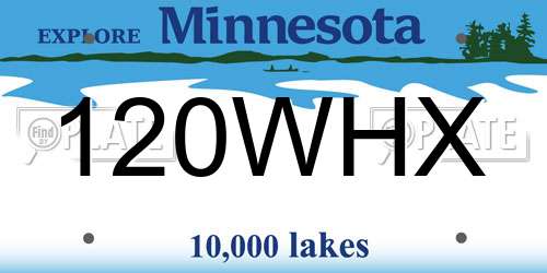 120WHX Minnesota License Plate