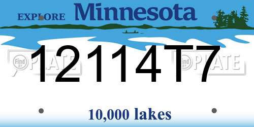 12114T7 Minnesota License Plate