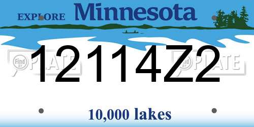12114Z2 Minnesota License Plate