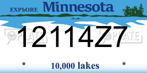 12114Z7 Minnesota License Plate