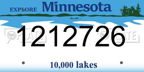 1212726 Minnesota License Plate