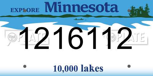 1216112 Minnesota License Plate
