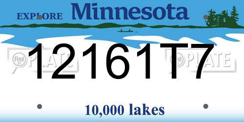 12161T7 Minnesota License Plate
