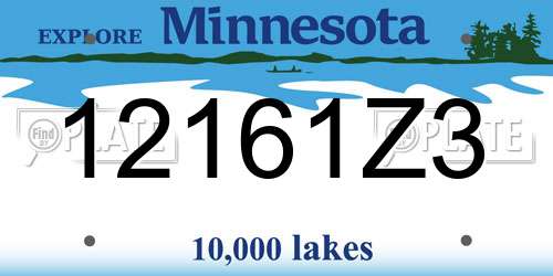 12161Z3 Minnesota License Plate