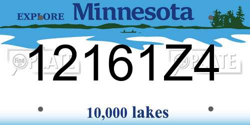 12161Z4 Minnesota License Plate