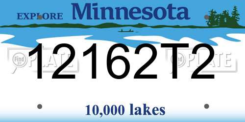 12162T2 Minnesota License Plate
