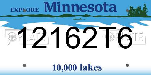 12162T6 Minnesota License Plate