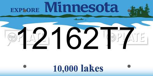 12162T7 Minnesota License Plate