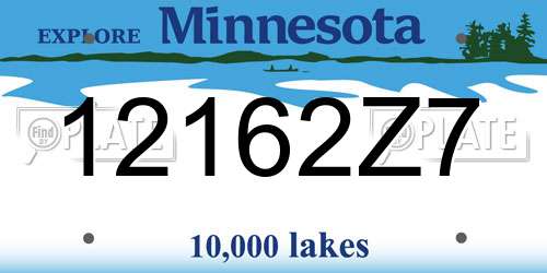 12162Z7 Minnesota License Plate