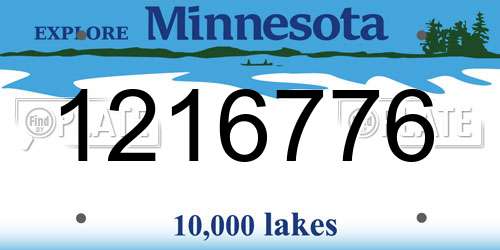 1216776 Minnesota License Plate
