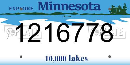 1216778 Minnesota License Plate