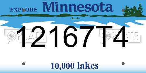 12167T4 Minnesota License Plate