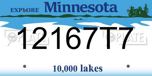 12167T7 Minnesota License Plate