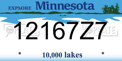 12167Z7 Minnesota License Plate