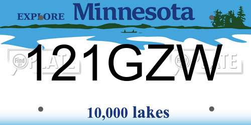 121GZW Minnesota License Plate