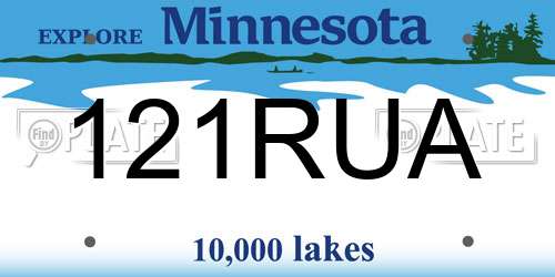 121RUA Minnesota License Plate