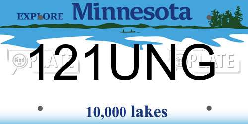 121UNG Minnesota License Plate