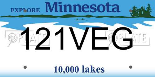 121VEG Minnesota License Plate