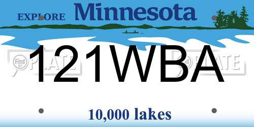 121WBA Minnesota License Plate