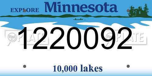 1220092 Minnesota License Plate