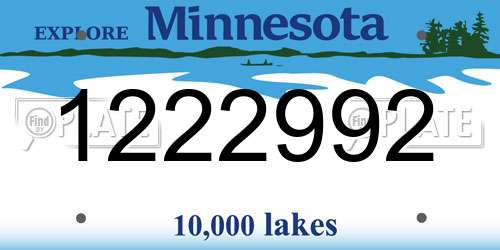 1222992 Minnesota License Plate