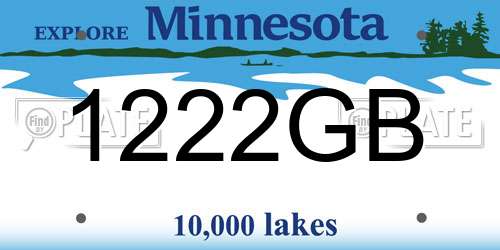 1222GB Minnesota License Plate
