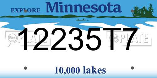 12235T7 Minnesota License Plate