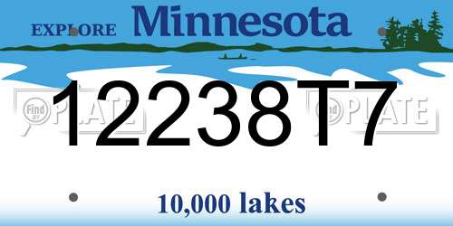 12238T7 Minnesota License Plate