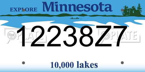 12238Z7 Minnesota License Plate