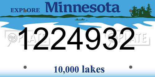 1224932 Minnesota License Plate