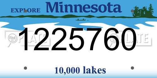 1225760 Minnesota License Plate