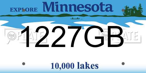 1227GB Minnesota License Plate